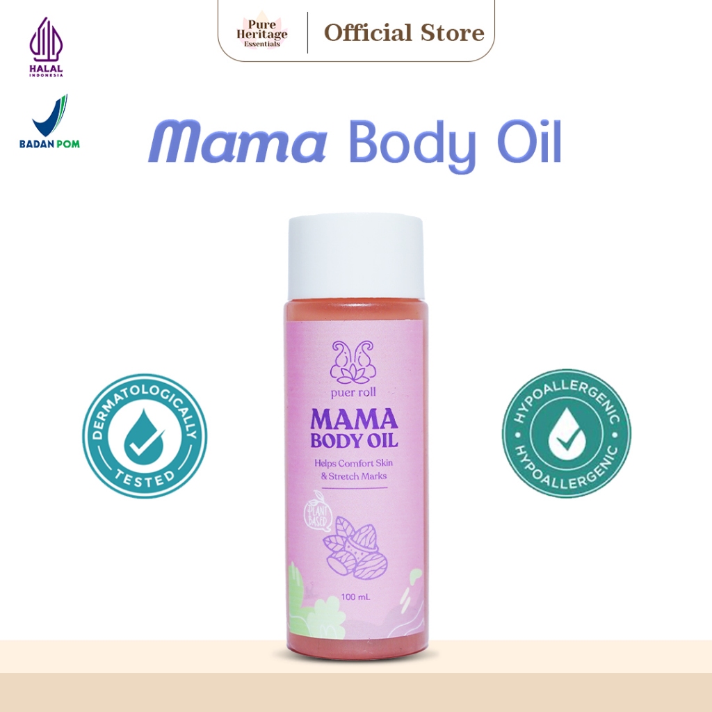 Jual Puer Roll Mama Body Oil 100ml Merawat Kulit Ibu Saat hamil, Pasca Persalinan