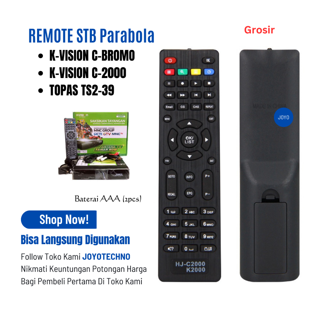 Jual Remot remote KVISION C2000/TOPAS/KVISION BROMO Receiver parabola