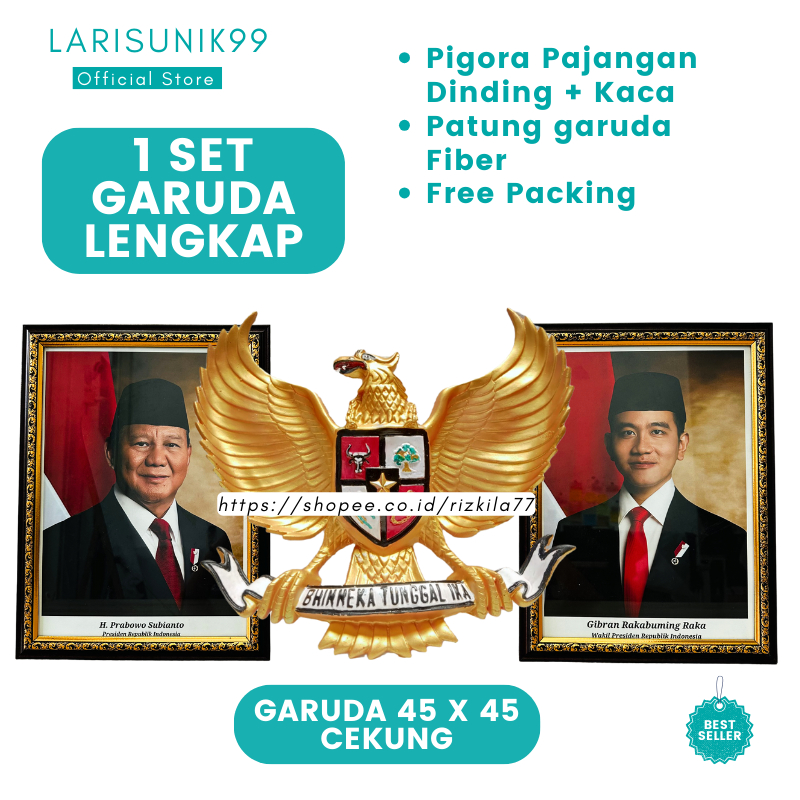 Jual 1 Set Garuda Gambar Foto Poster Cetak Presiden Dan Wakil Prabowo Gibran Official Hd Patung