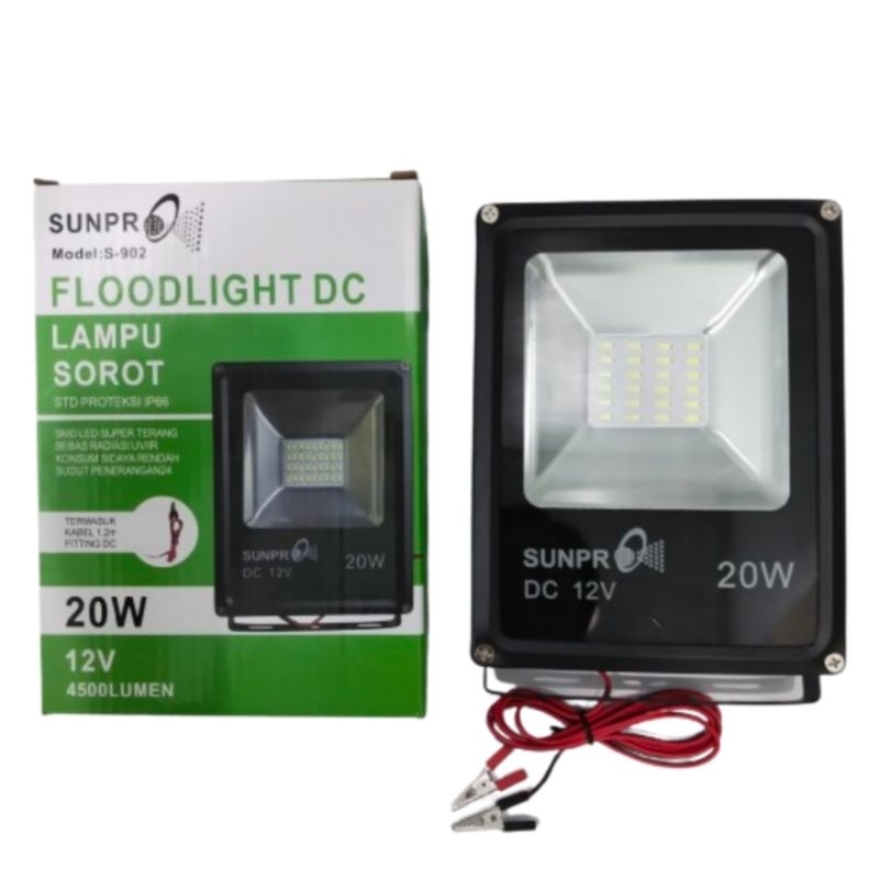 Jual Lampu Sorot / LED Flood Light DC 12v 10w / 20w Putih SUNPRO S-901 ...