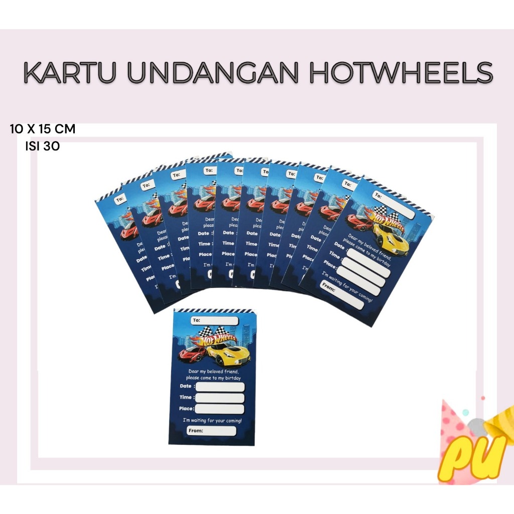 Jual Kartu Undangan Ulang Tahun HOTWHEELS Isi 30 / Kartu Undangan Ultah ...