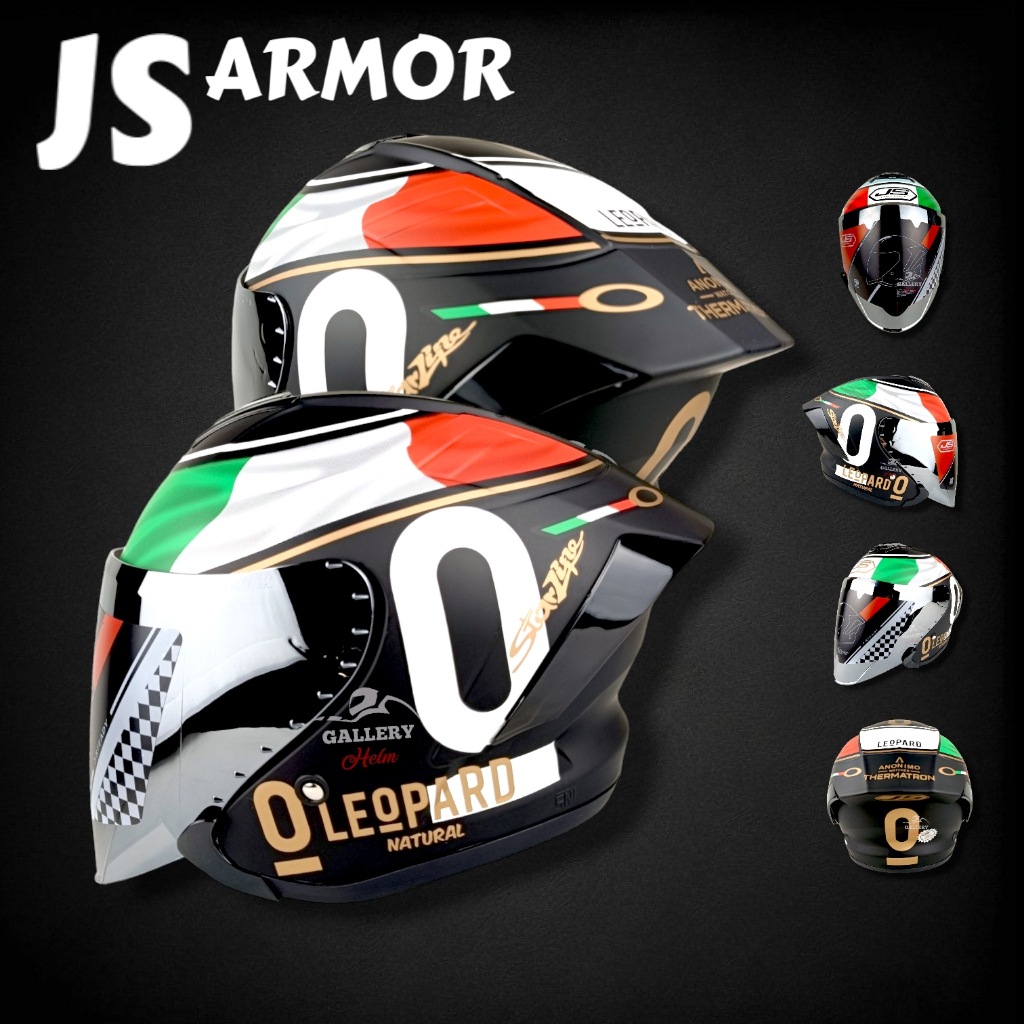 Jual JS ARMOR LEOPARD HITAM DOFF / HELM HALF FACE SNI MOTIF | Shopee ...