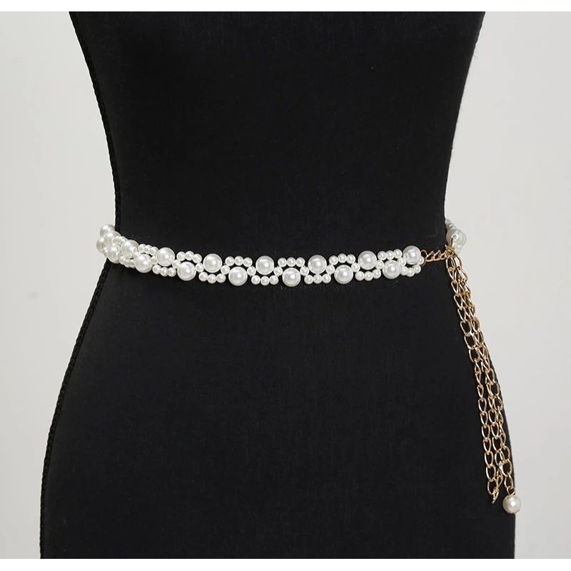 Jual (SB03) ikat pinggang rantai wanita slim mutiara belt rantai korea ...