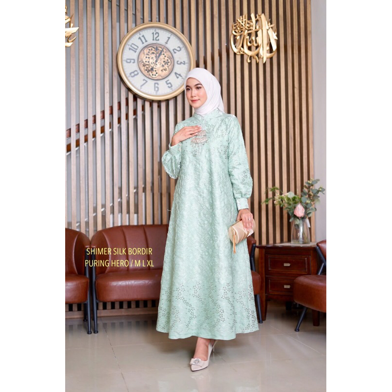 Jual Gamis Shimer Silky Bordir Furing Hero Gamis Gradasi Armany Silky