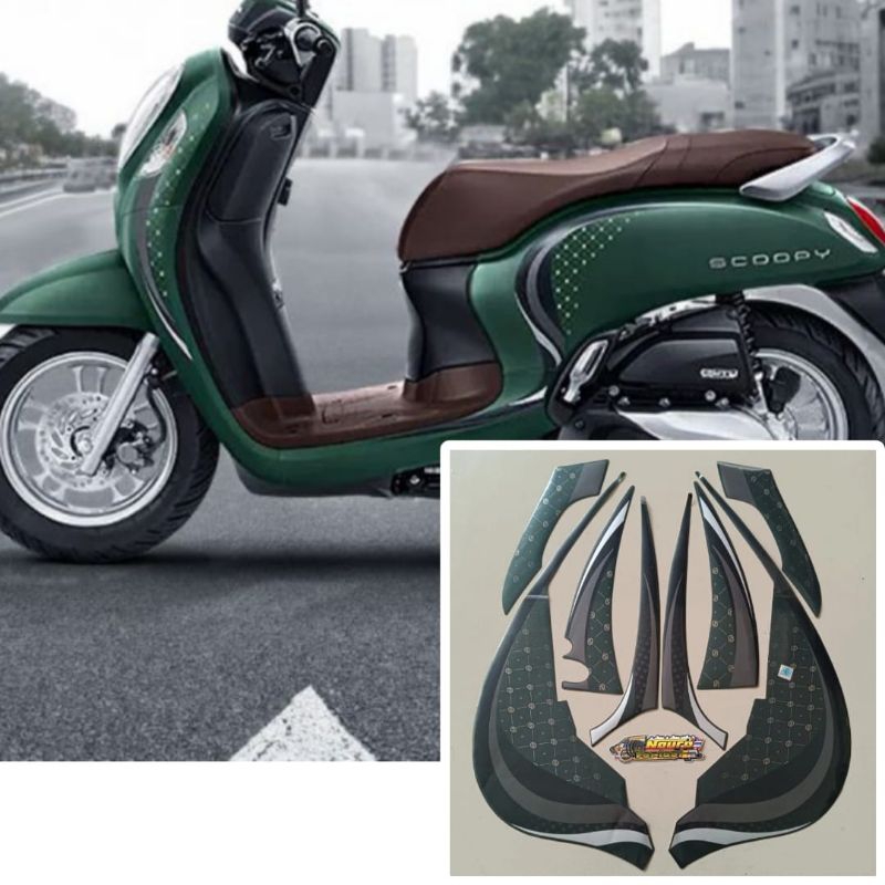 Jual Striping honda scoopy 2023 2024 hijau army list body standar
