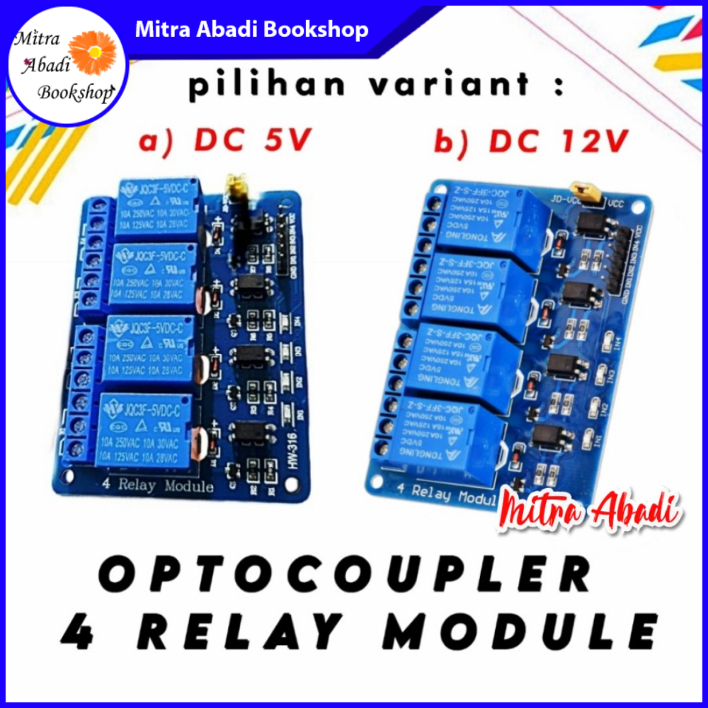 Jual Optocoupler 4 Channel Relay Module DC 5V / DC 12V | Shopee Indonesia