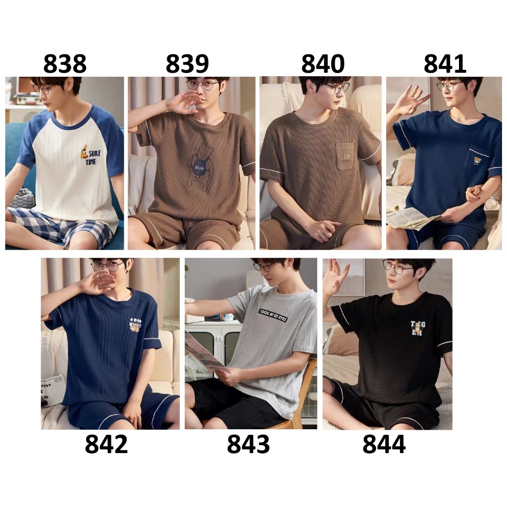 Jual Baju Tidur Pria Baju Santai Pria Lengan Pendek Celana Pendek Motif