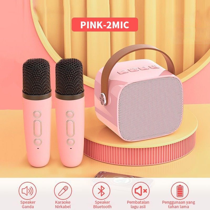 Jual Speaker 2 Microphone Karaoke Set Bluetooth | Mini Full bass ...