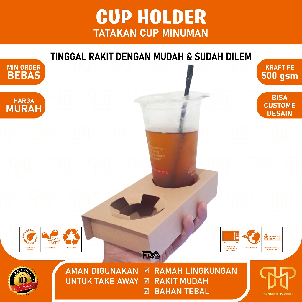 Jual Paper Cup Holder, Tatakan Minuman Take Away kraft 500 gram ...