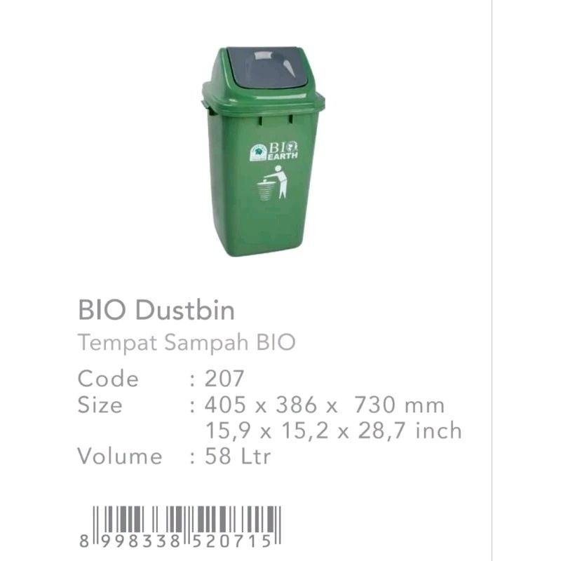 Jual Green Leaf Tempat Sampah 58 Liter 207 Bio Earth Tong Sampah Kotak