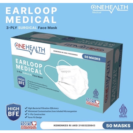 Jual ONE HEALTH MASKER SURGICAL 3ply MASKER MEDIS ALKES MEDAN ALAT ...