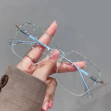 Kacamata Lensa Photocromic Kacamata Anti Radiasi Gaya Retro Kotak Lensa Square Replaceable