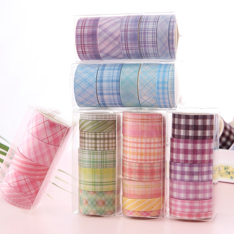 Jual W09 6Pcs Washi Tape Set Motif Tartan / Isolasi Kertas Pembatas ...