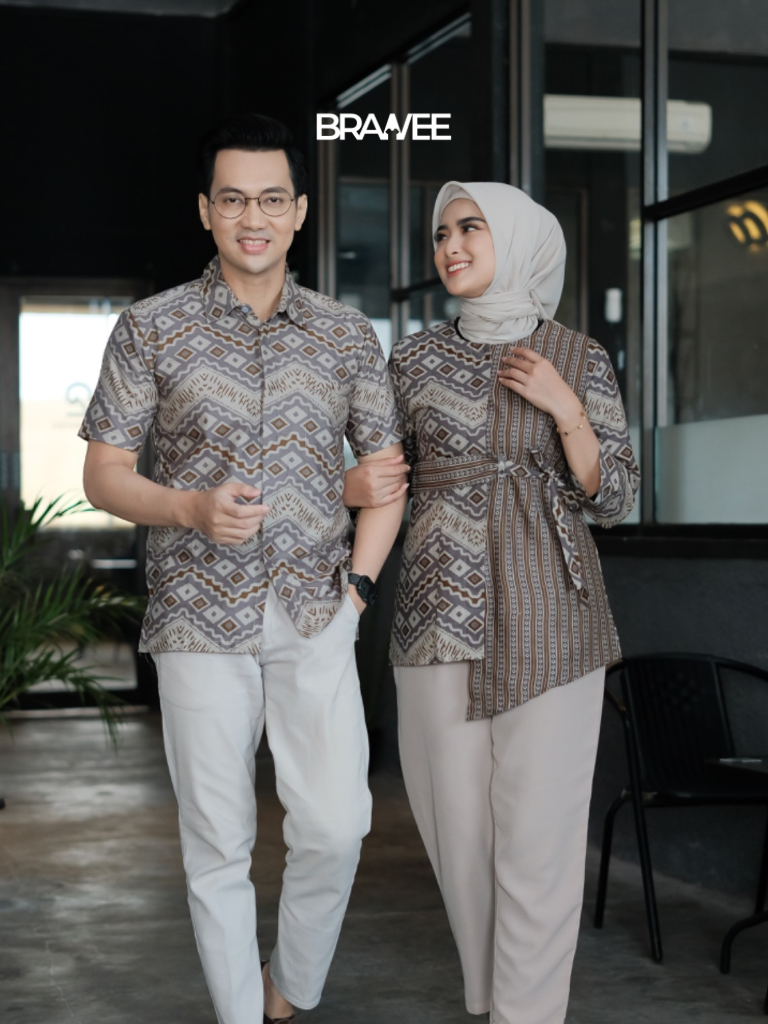 Jual BRAWEE Batik Couple Pria Wanita Baju Batik Couple Rang Rang Abu ...