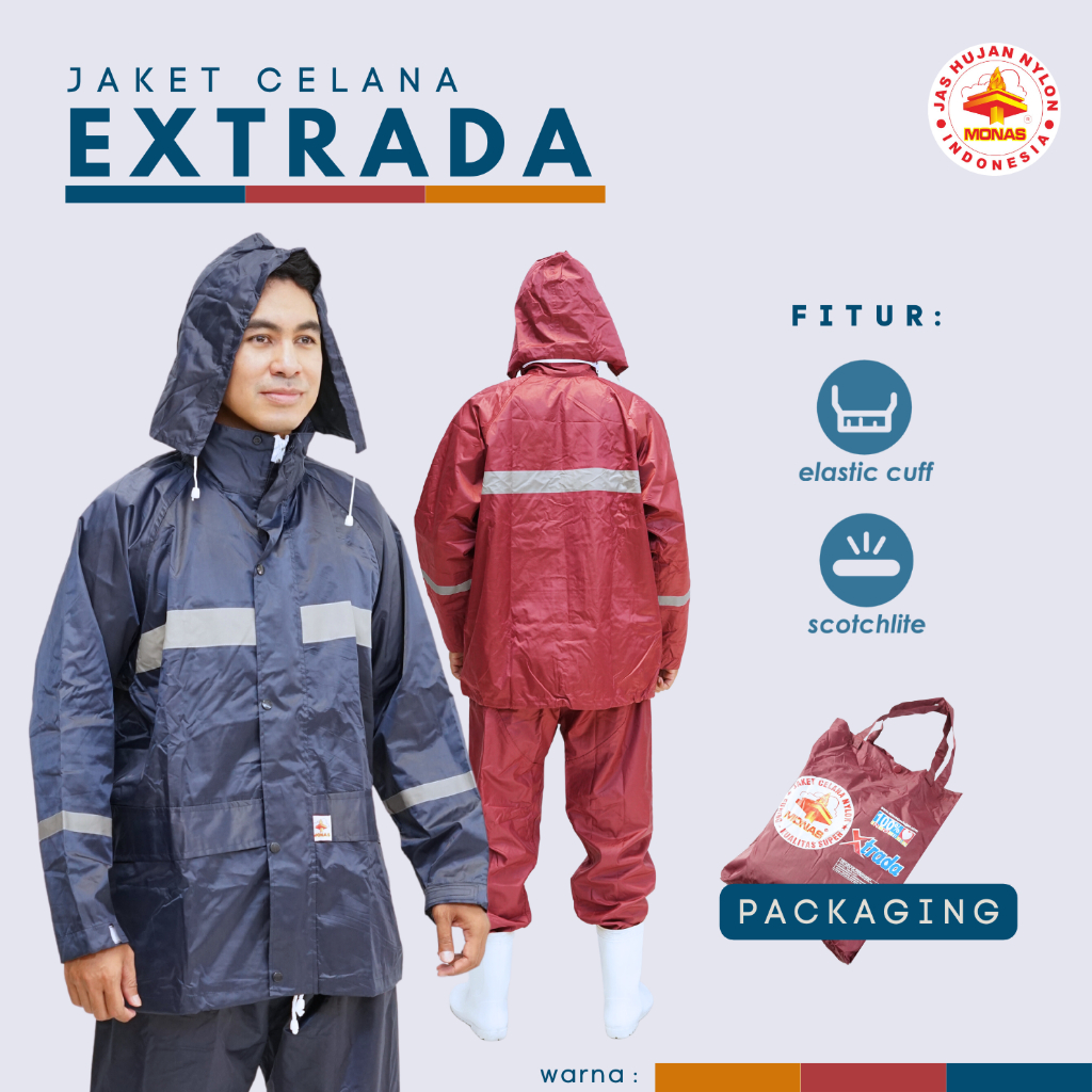 Jual MONAS Jas Hujan Pria dan Wanita Jaket Celana Jumbo Bahan Nylon ...