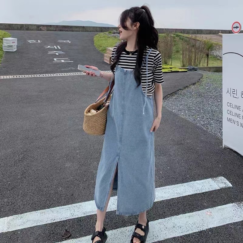 korean fashion overall dress Aleksandre Akhalkatsishvili Calf Length Faux Leather Pencil Skirt main image 0