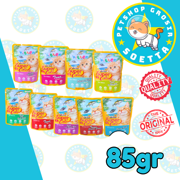 Jual SuperCat Pouch 85gr Adult & Kitten ALL VARIANT wet food super cat