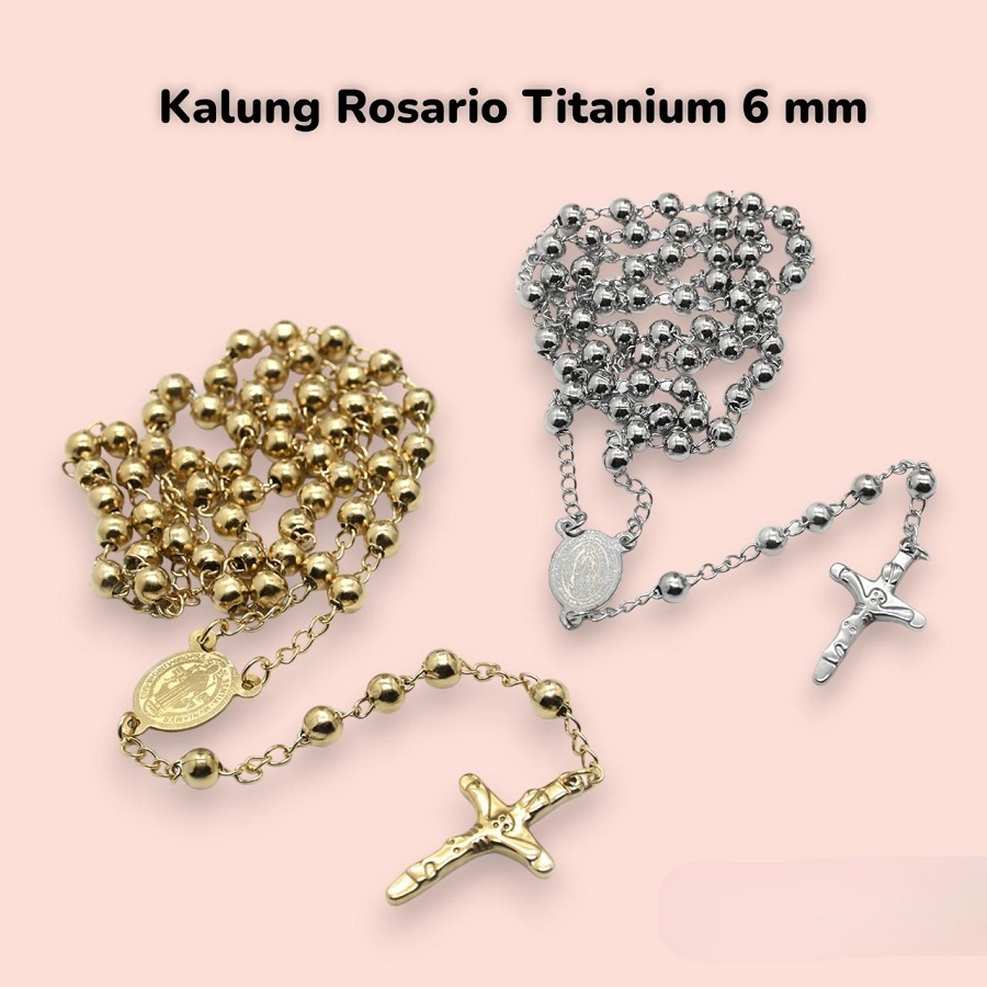 Jual Kalung Rosario Monel Stainles Bundar 6 mm Katolik Aksesoris ...