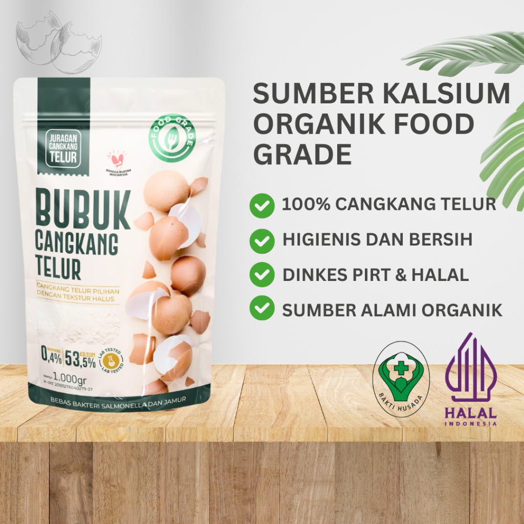 Jual Cangkang Telur Bubuk Eggshell Calcium Kalsium Alami Halus Sekali