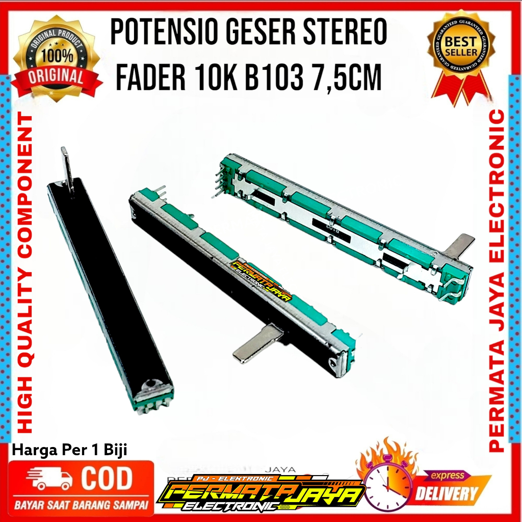 Fader D10K 10KD 75mm Verde &ndash; Ricambio Per Mixer Behringer, Soundcraft, Yamaha (MG166CX)