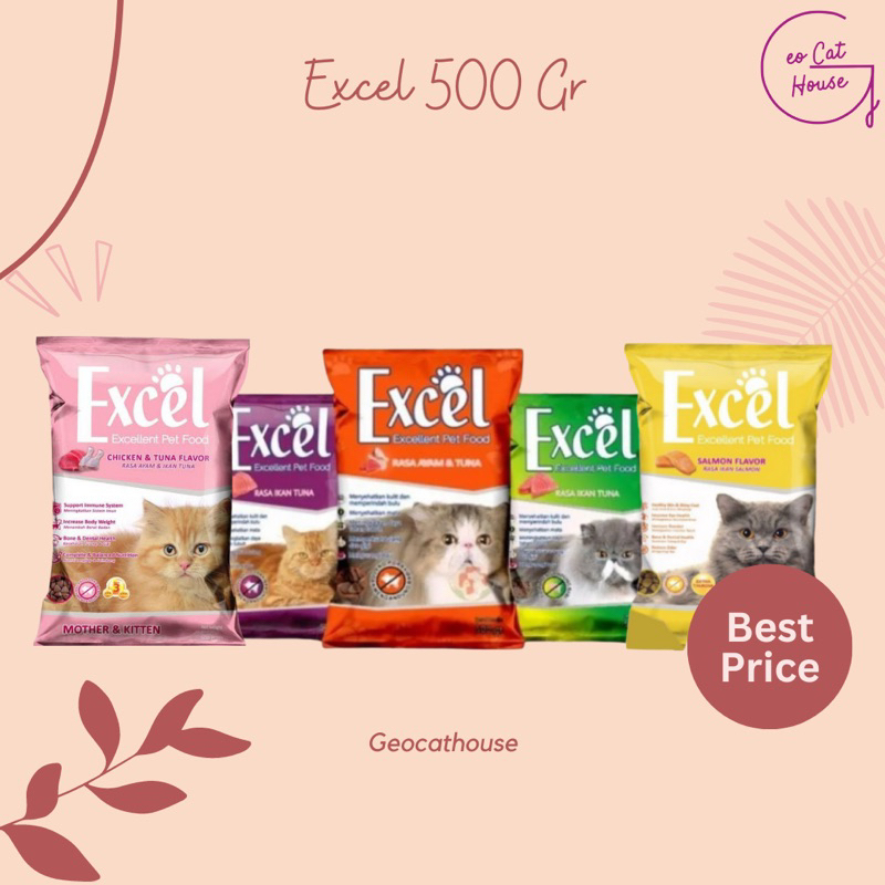 Jual Excel Makanan Kucing 500 Gram berbagai varian | Shopee Indonesia