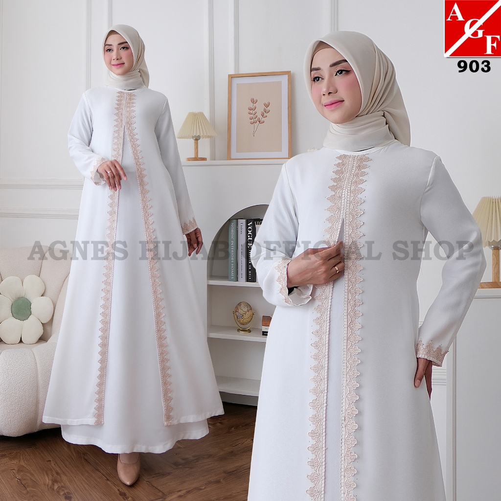 Jual Agnes Hijab - Alya Dress Gamis Putih Terbaru 2024 Baju Abaya ...