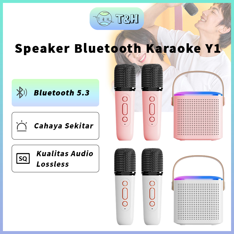 Jual (COD) Bluetooth Mini Speaker Karaoke Speaker bluetooth 2Mic 1 set ...