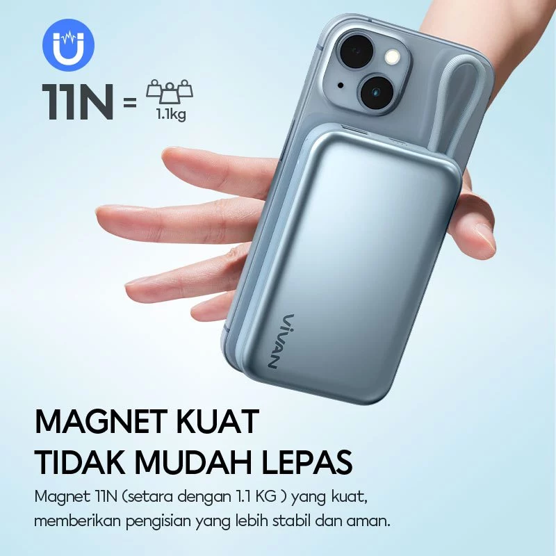 Wireless Powerbank 10000mAh VPB-W13 Magnetik MagSafe Fast Charging - VIVAN