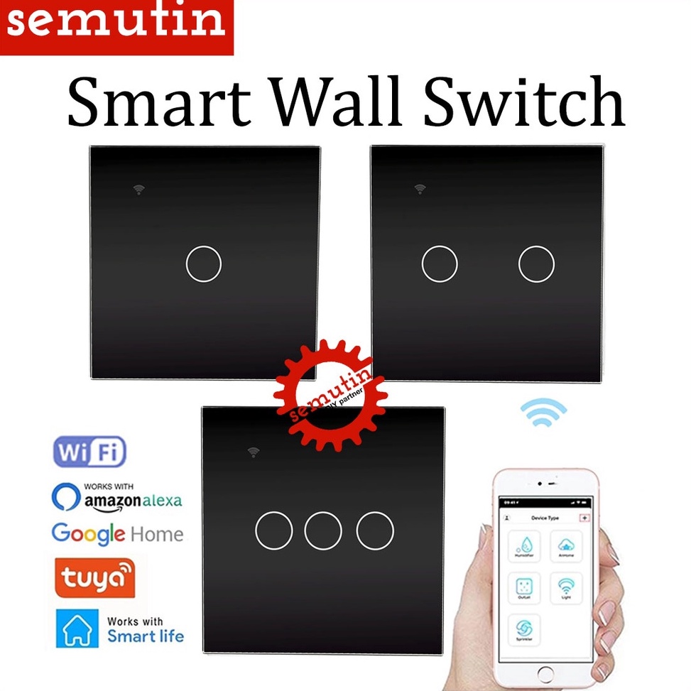 Jual Harga Murah Smart Wall Switch Hitam WIFI Saklar Dinding Sentuh IoT ...
