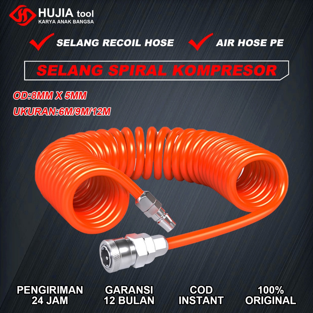 Jual Jld Selang Angin Spiral Kompresor Selang Recoil Hose Selang Angin Spiral Pe Selang