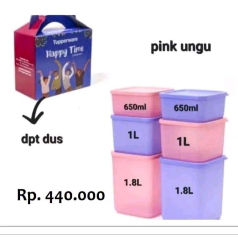 Jual happy time tupperware toples isi 6pcs free box | Shopee Indonesia
