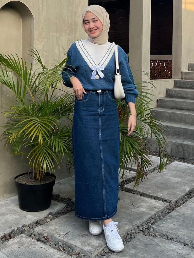 Jual Rok Jeans Highwaist wanita Panjang Terbaru 2024 | Shopee Indonesia