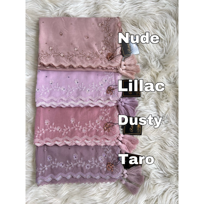 Kerudung Segi Empat Voal Super Bordir Bunga Jasmine By Ranaya Hijab