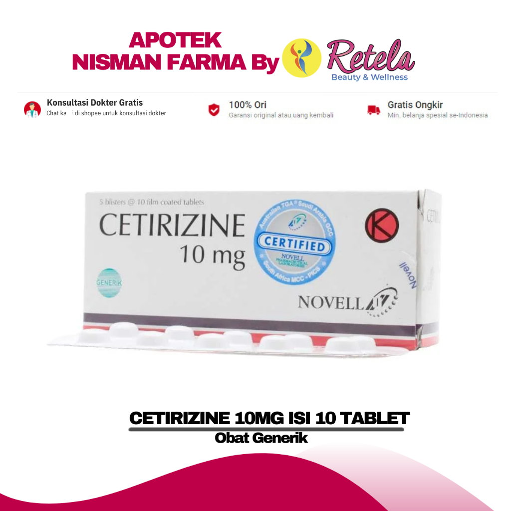 Jual Cetirizine Mg Blister Isi Tablet Nvl Alergi Gatal Shopee Indonesia