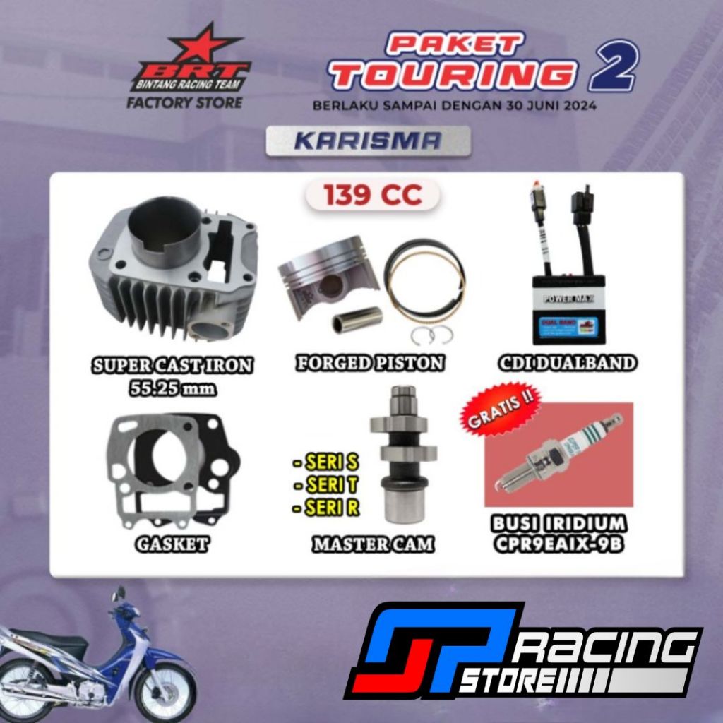 Jual BRT Paket Bore Up Touring 2 Karisma Blok Piston Master Cam CDI Shopee Indonesia
