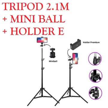 Paket Komplit Tripod 2.1M Mini Ball Head Ball Holder Premium Holder E Tomsis 1 Tombol