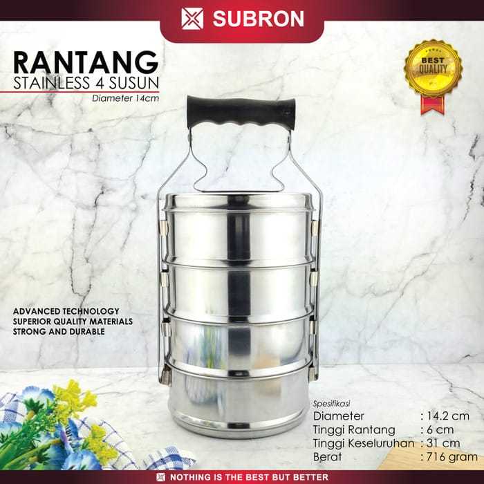 Jual Rantang 3 / 4 Susun Stainlees Ukuran 14cm / Rantang 3 & 4 Lapis ...