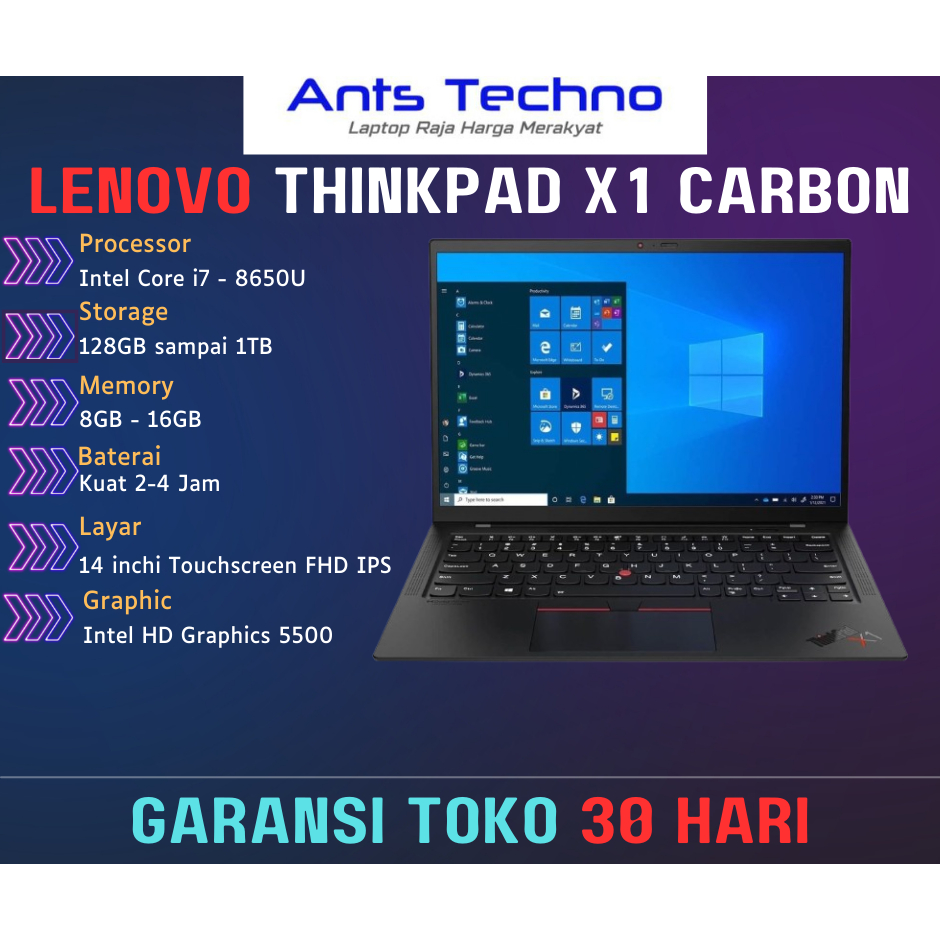 Jual Lenovo Thinkpad X1 Carbon 8th 7th 6th 5th intel Core i7 | i5 Gen 8 ...