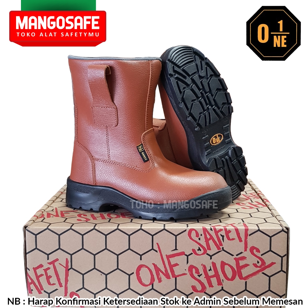 Jual Sepatu Boots Tinggi Proyek One Safety Os805 Coklat Anti Slip Standard Sni Sepatu Kerja