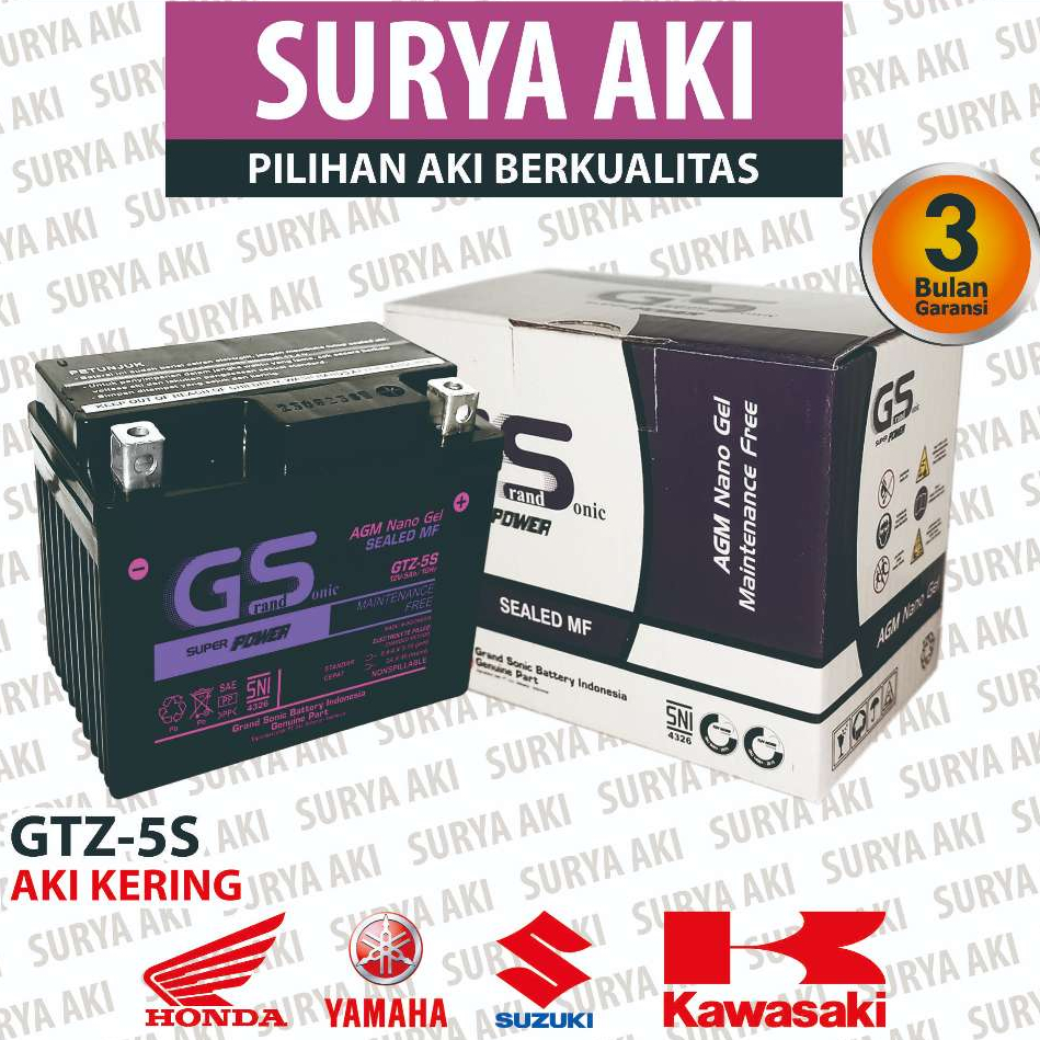 Jual Aki Motor GS GTZ5S MF SUPER POWER Aki Kering Honda Beat Vario 110