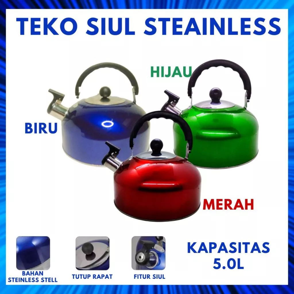 Teko Siul Stainless 5.0L/3.0L Bunyi Anti Panas | AutoStock