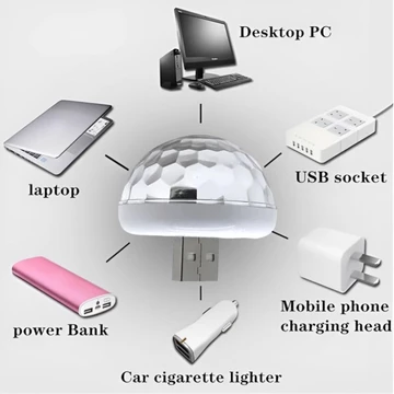 Lampu Disko RGB USB Mini Sensor Suara Portabel