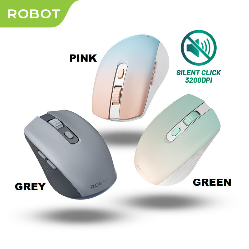 Jual Mouse Wireless ROBOT M370 2.4GHz Silent Klik Optical 3200DPI 6 ...