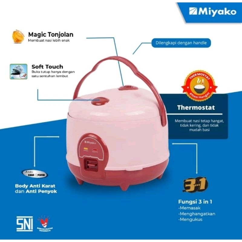 Jual Magic Com/Rice Cooker Miyako MCM512 C BH Kapasitas 1,2Liter Daya