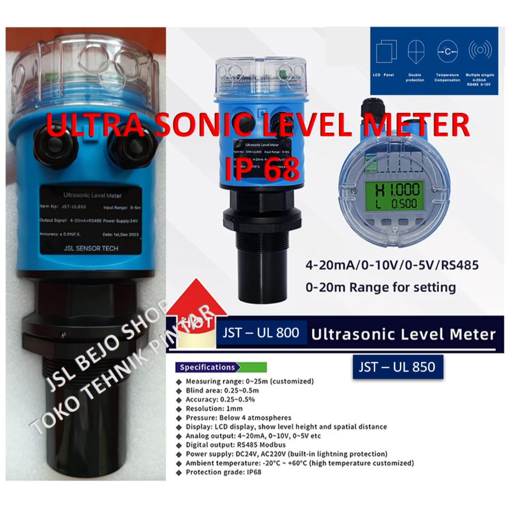 Jual Ultrasonic Water Level Sensor IP68 Waterproof 4 20ma & RS485 ...