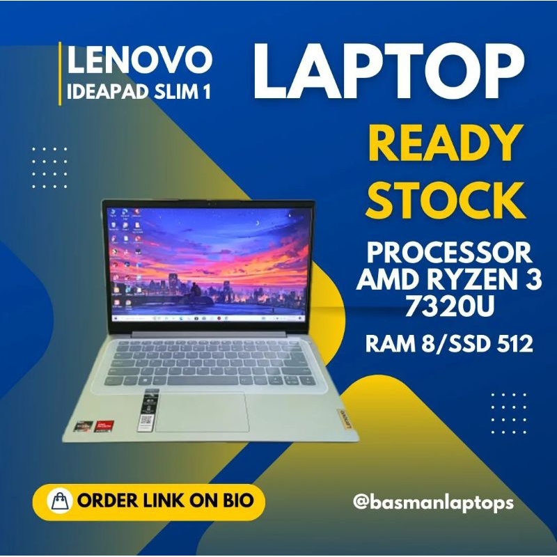 Jual LAPTOP LENOVO IDEAPAD SLIM 1 AMD RYZEN 3 7320U SERIES RAM 8 MULUS