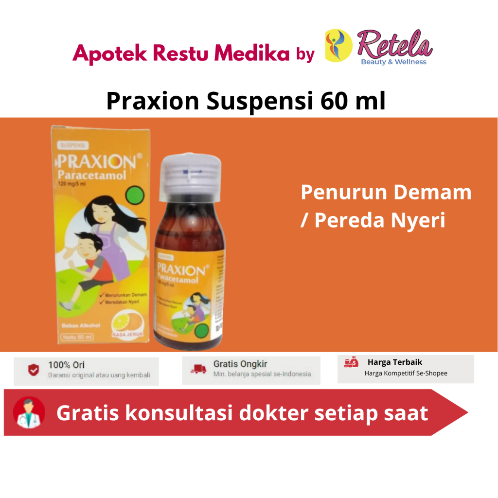 Jual PRAXION SUSPENSI 60 ML / PENURUN DEMAM / PARACETAMOL | Shopee ...