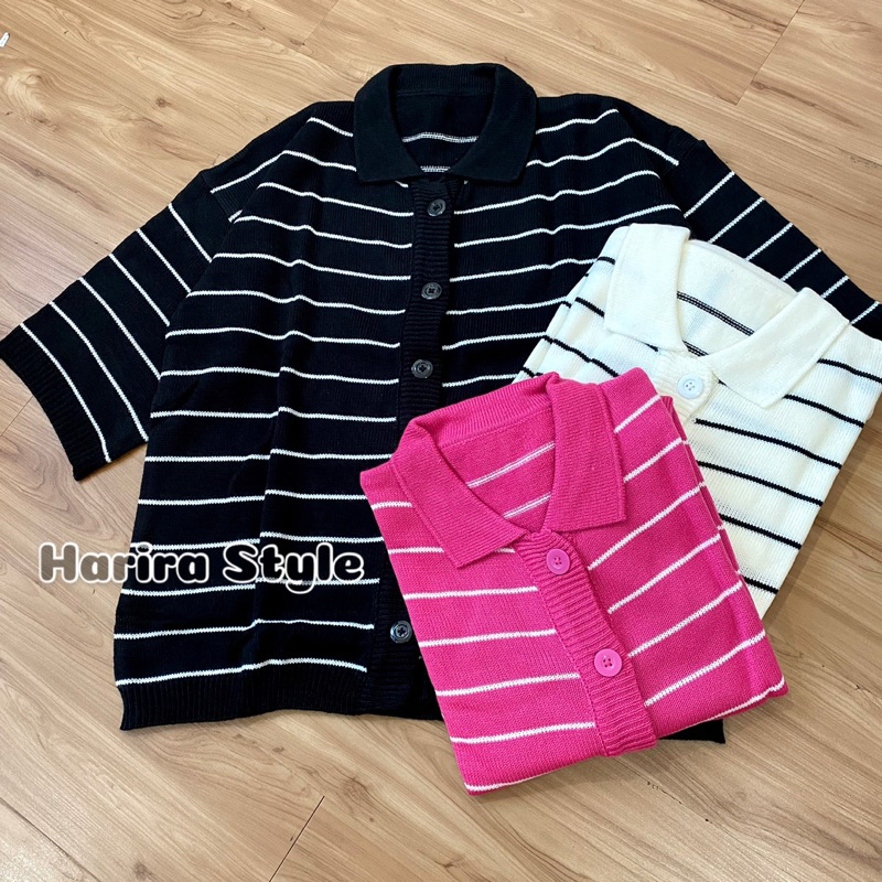 Jual Harin Cardigan Rajut Motif Strip Full Kancing from Harira Style ...