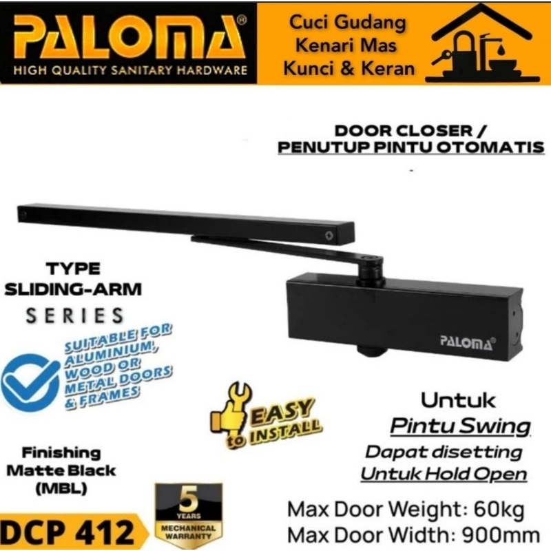 Jual PALOMA DCP 412 Penutup Pintu Otomatis Door Closer 925 Sliding Arm ...