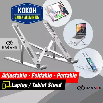 HAGANN LAC 005 Stand Laptop Aluminium Holder Tatakan Dudukan Tablet Standing Tab Alumunium –